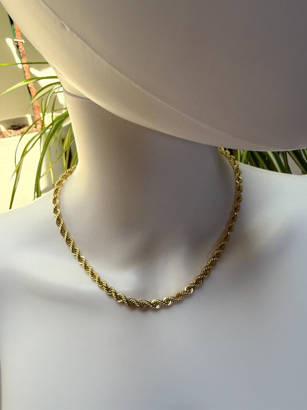 Unisex 80's / 90's Bellezza Italy Bronze Rope Chain Necklace 18” Gold Tone
